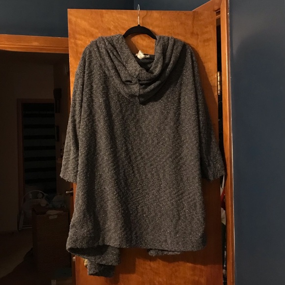 Anthropologie M/L Cardigan, Gray with Tinsel, hooded - Picture 2 of 10